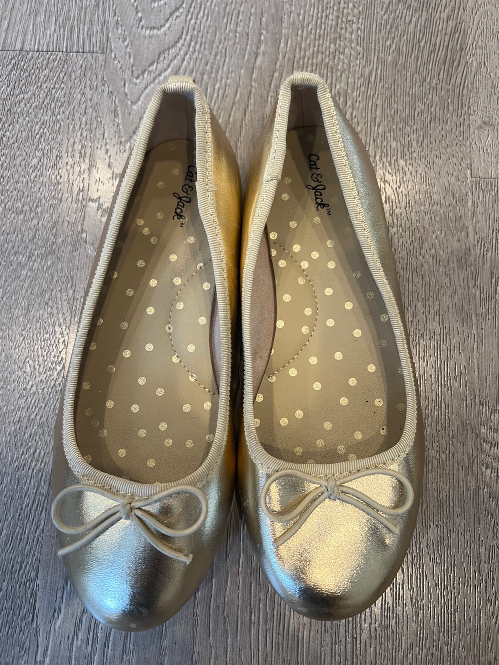 Cat & Jack Shimmery Gold Bow Ballet Flats